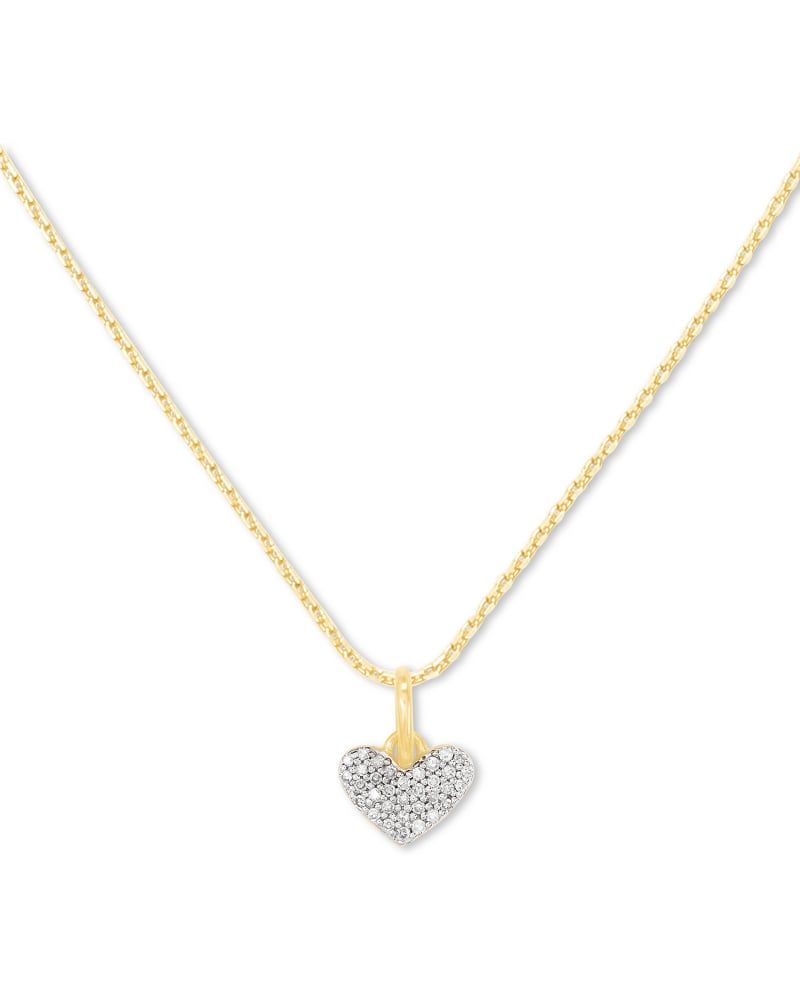 Heart 14k White Gold Pendant Necklace in White Diamonds | Kendra Scott