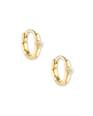 Audrey14k Yellow Gold Hoop Earrings in White Diamond