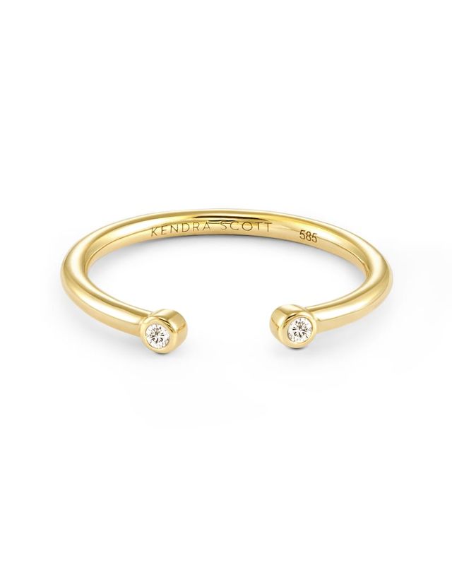 Audrey 14k Yellow Gold Bangle Bracelet in White Diamonds