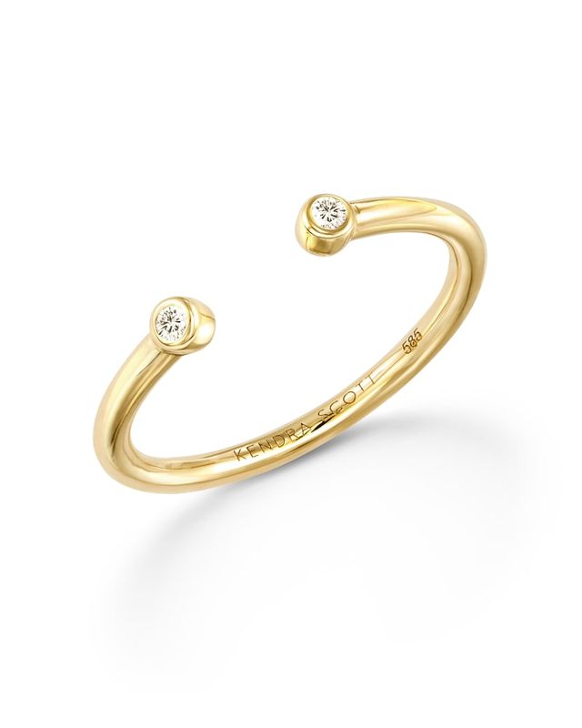 Audrey 14k Yellow Gold Bangle Bracelet in White Diamonds