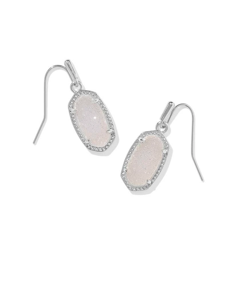 Lee Silver Drop Earrings Platinum Drusy
