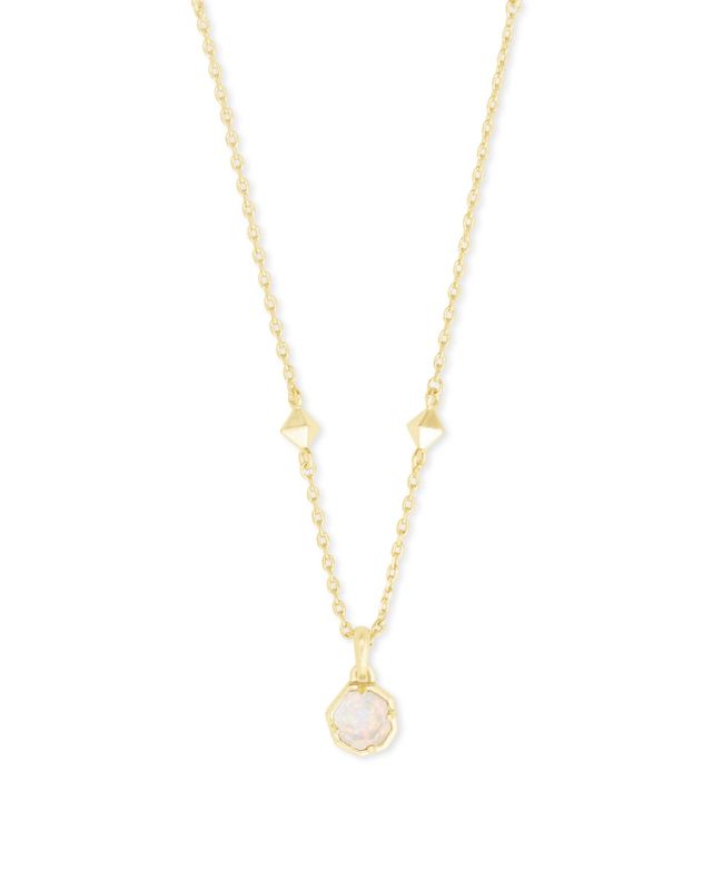Sienna Gold Half Sun Pendant Necklace in Bright Pink Kyocera Opal