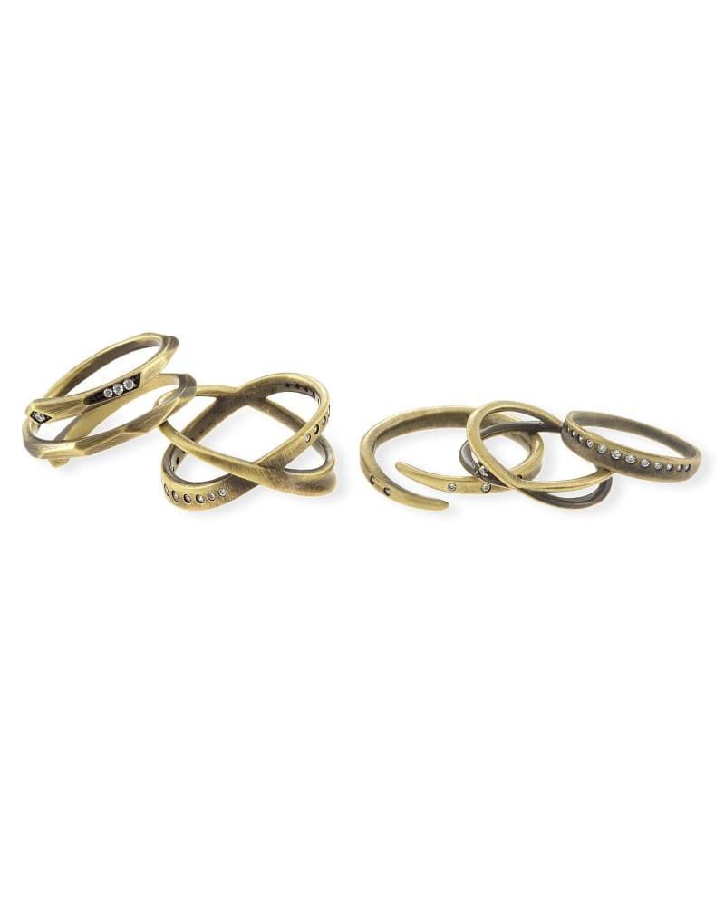 Livy Gold Rings Set of 3 in White Crystal