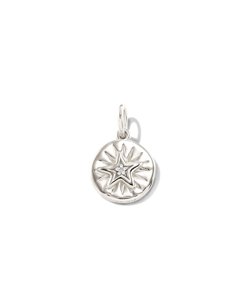Shooting Star Oxidized Sterling Silver Charm in White Sapphire
