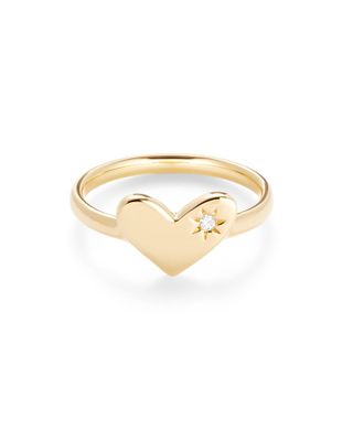 Ari Heart 18k Yellow Gold Vermeil Band Ring White Sapphire