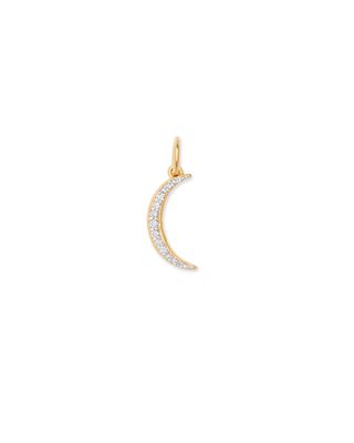 Crescent Moon 18k Gold Vermeil Charm in White Diamond