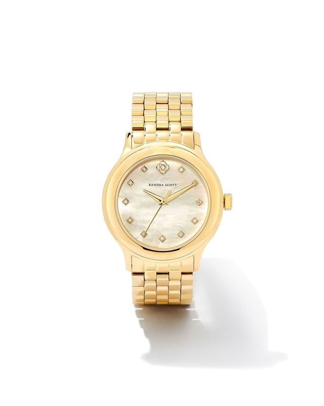 Dira Gold Diamond 38mm Watch in Ivory Mother-of-Pearl