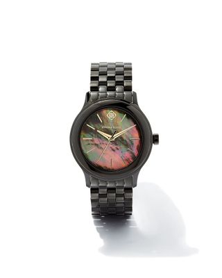 Alex Black Stainless Steel 35mm Watch in Black Mother-of-Pearl