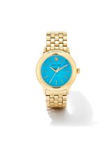 Alex Gold Tone Stainless Steel 35mm Watch in Turquoise Magnesite