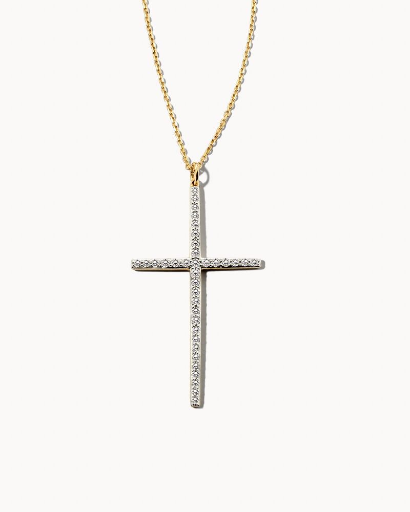 Cross Silver Pendant Necklace in White Crystal | Kendra Scott