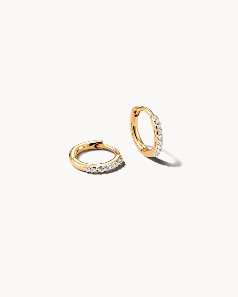 Audrey14k Yellow Gold Hoop Earrings in White Diamond