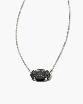 Kendra Scott ELISA Gunmetal Pendant Necklace - Black Drusy