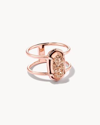 Elyse 18k Rose Gold Vermeil Double Band Ring Drusy