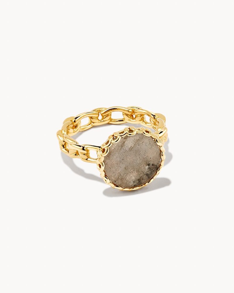 Kendra Scott Jane 18k Yellow Gold Vermeil Cocktail Ring Gray Labradorite