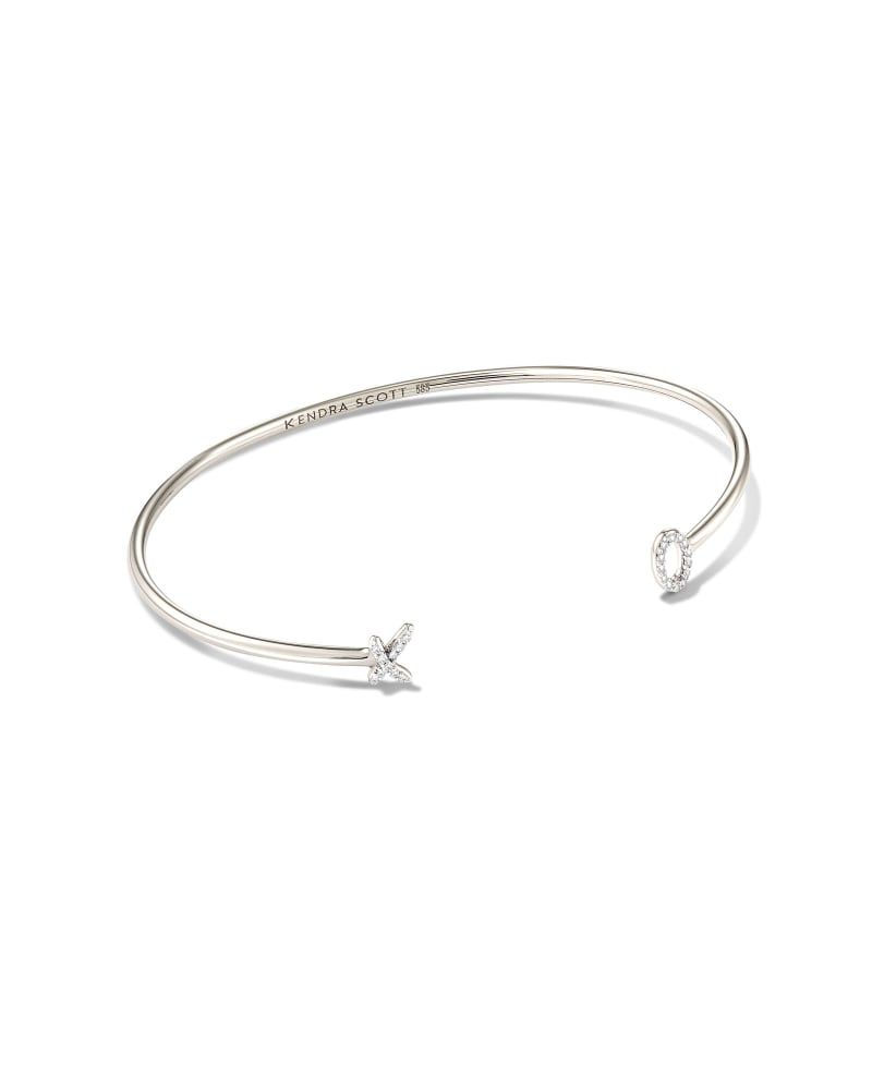 Audrey 14k Yellow Gold Bangle Bracelet in White Diamonds