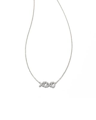 XO 14k White Gold Pendant Necklace in White Diamond