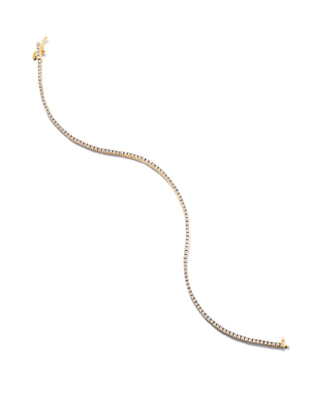 Audrey 14k Yellow Gold Bangle Bracelet in White Diamonds