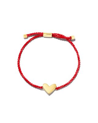 Ari Heart 18k Yellow Gold Vermeil Corded Bracelet in Red Multi