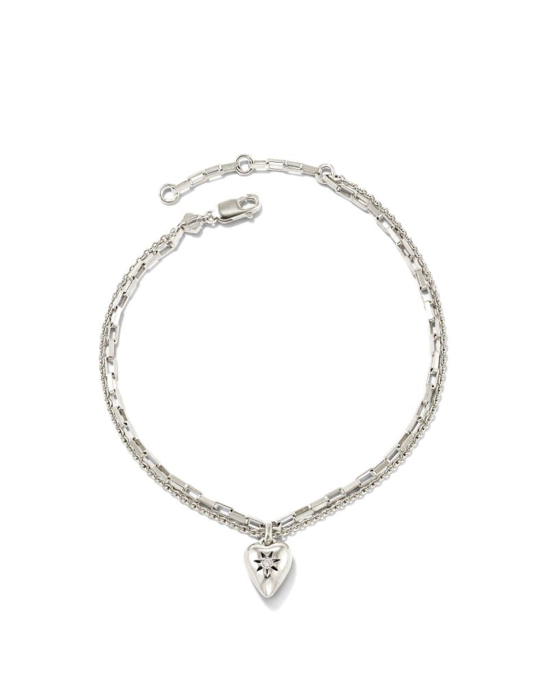 Ari Heart Delicate Chain Bracelet in Sterling Silver