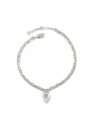 Angie Heart Bright Cut Chain Bracelet in Sterling Silver
