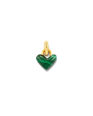 Small Angie Carved Heart 18k Yellow Gold Vermeil Charm in Malachite