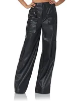 Maxwell Black Faux Leather Pants, Wide Leg Cargo Pants - ONLY 2 LEFT!