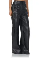 Maxwell Black Faux Leather Pants, Wide Leg Cargo Pants - ONLY 2 LEFT!