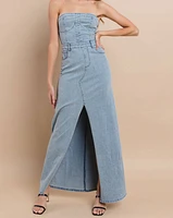 Tati Denim Jean Dress - Maxi Strapless