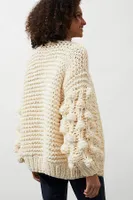 Bubble Sleeve Knit Cardigan - Sweater Kimono: Ivory - LAST ONE