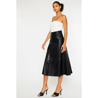 Vegan Black Leather Skirt