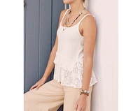 Aria Lace Sweater Cami Top: Off White