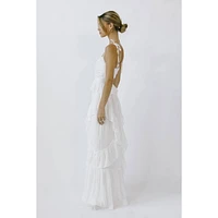 Raina Ruffled White Maxi Dress- LAST ONE!