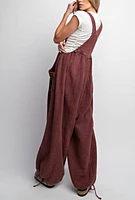 Mineral Washed Overall Wide Legged Jumpsuit Dried Plum LAST ONE!