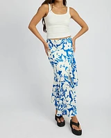 Tara Asymmetrical Ruffle Skirt: BLUE WHITE / Contemporary ONLY 2 LEFT!