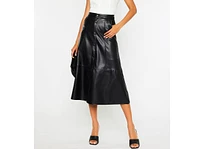 Vegan Black Leather Skirt