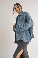 Jane Denim Jacket Oversized / Jean With Front Double Pocket ONLY 2 LEFT!