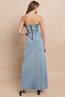 Tati Denim Jean Dress - Maxi Strapless