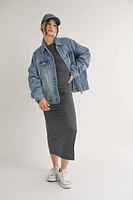 Jane Denim Jacket Oversized / Jean With Front Double Pocket ONLY 2 LEFT!