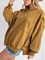 Mineral Washed Terry Pullover Golden Kiwi