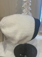 Waffle Beanie Slope Hat in White & Black