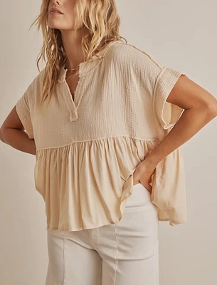 Ruffle Hem Tunic Blouse Top