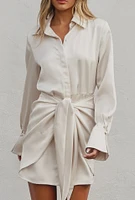 Sadie, The Satin Tie Waist Mini Shirt Dress - Perfect For New Years By Forum