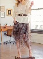 Animal Print Power Mesh Tulle Ballerina Skirt