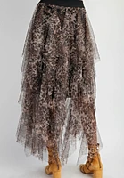 Animal Print Power Mesh Tulle Ballerina Skirt