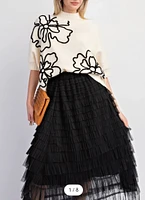 Mesh Tulle Ruffle Black Maxi Skirt