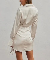 Sadie, The Satin Tie Waist Mini Shirt Dress - Perfect For New Years By Forum