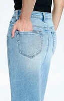 Lauren Mid Rise Slit Maxi Denim Skirt