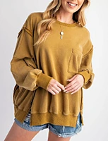 Mineral Washed Terry Pullover Golden Kiwi