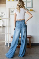 Pleat Wide Leg Denim Jean Pants By Oli & Hali