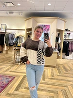 Colorblock Chevron Cable Knit Sweater LAST ONE!